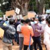Noida: Parents protest school fee hike with boot polish