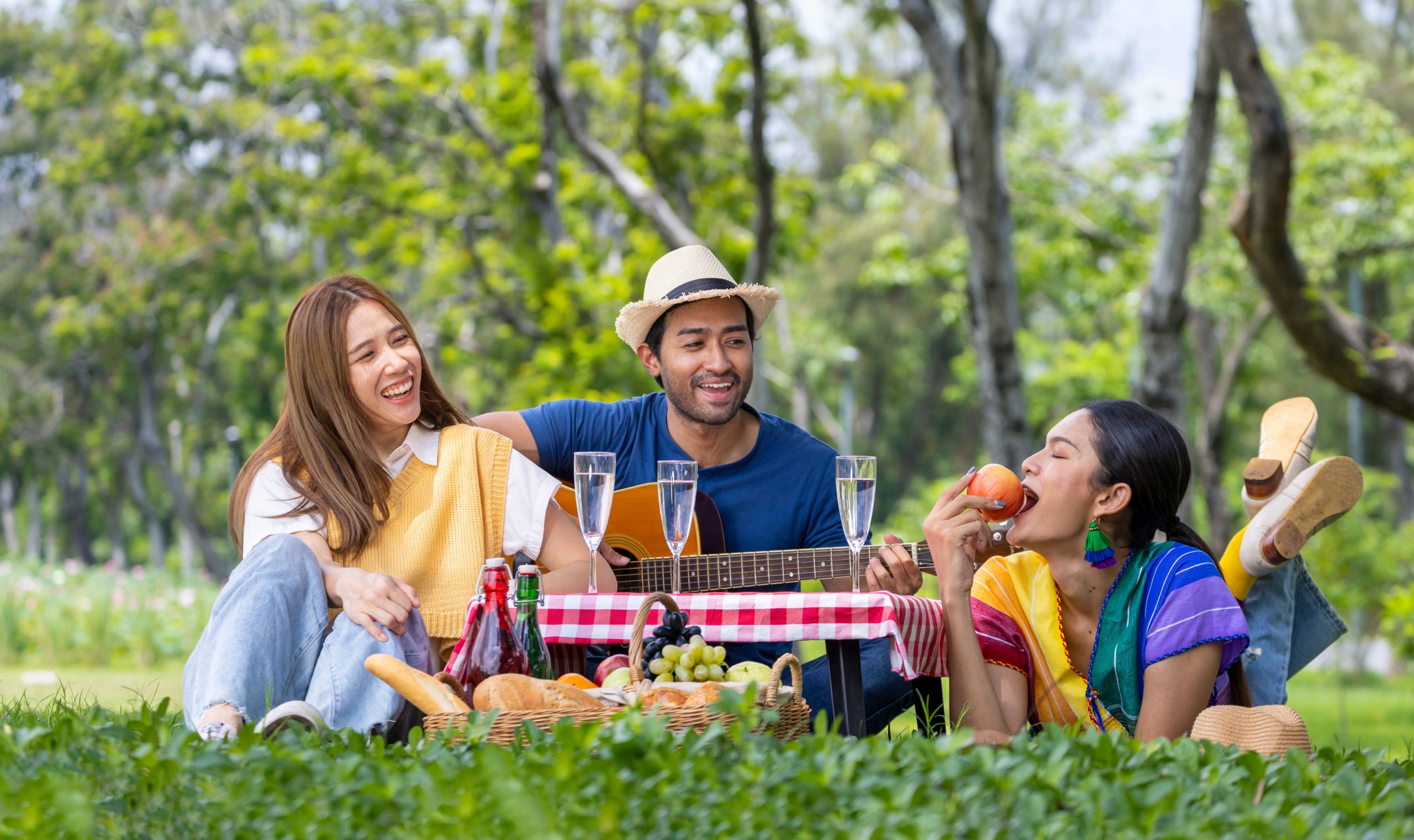 Group,Of,Young,Diversity,Close,Friend,Having,A,Picnic,In