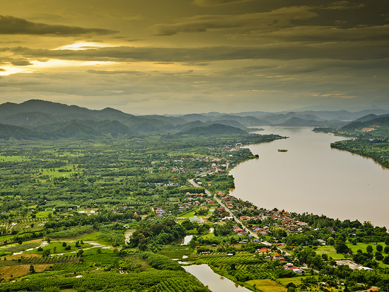 Mekong,River,At,Dusk