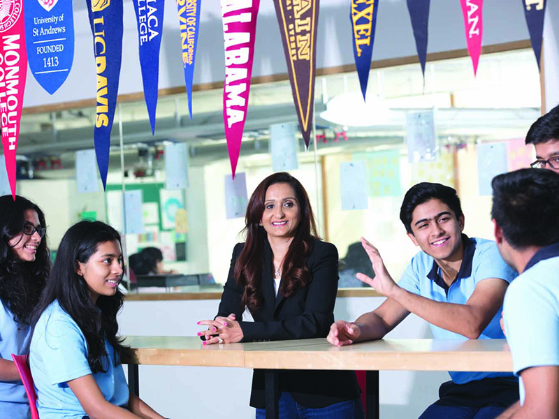 Bindu Oberoi with students