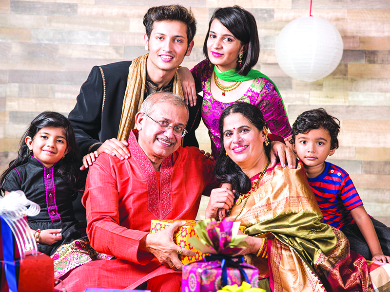 3,Generations,Of,Indian,Family,Celebrating,Diwali,Festival,Or,Birthday