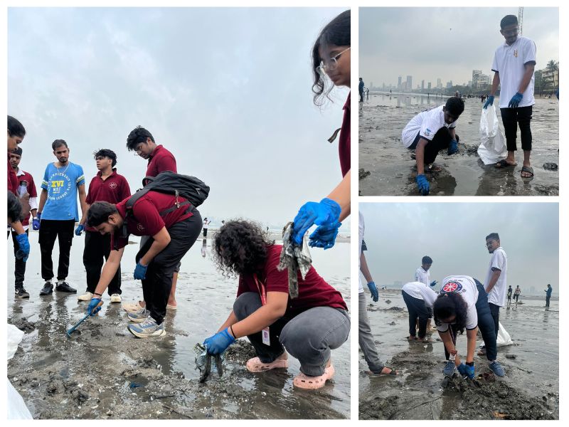 VES students collect over 2,000 kg waste in Dadar beach cleanup drive
