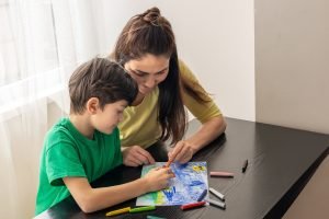 Mother,And,Son,Drawing,Together,-,Family,Creative,Time,With