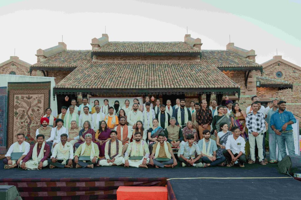 Dignitaries with the artisan designers at the Somaiya Kala Vidya Kala Umang 2025