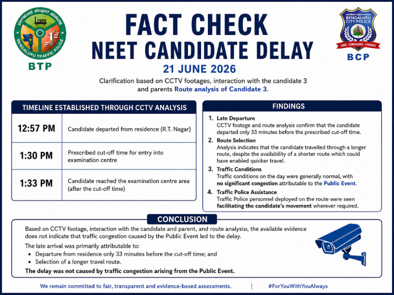 Congress rally did not delay NEET aspirant, Bengaluru traffic police says
