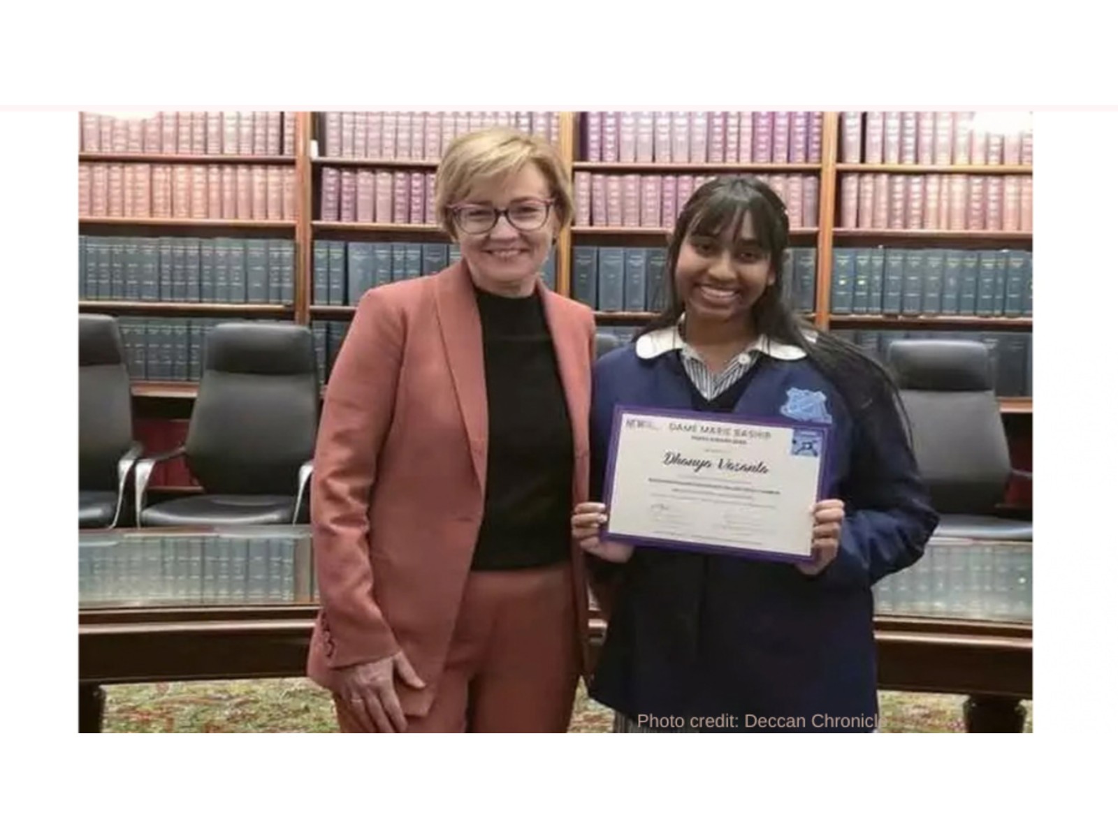 Andhra girl wins Dame Marie Bashir Peace Prize-2026 in Australia