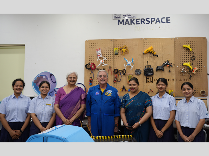 NASA astronaut Don Thomas visits Scindia Kanya Vidyalaya