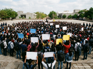 Students protest in Latur, accuse Dipke of abandoning NEET issue